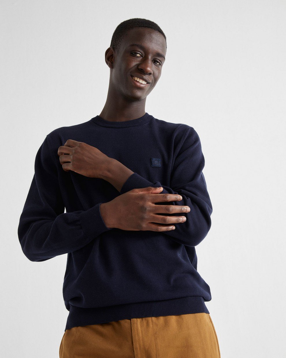 Pull en coton recyclé bleu marine - Orlando de Thinking MU 5