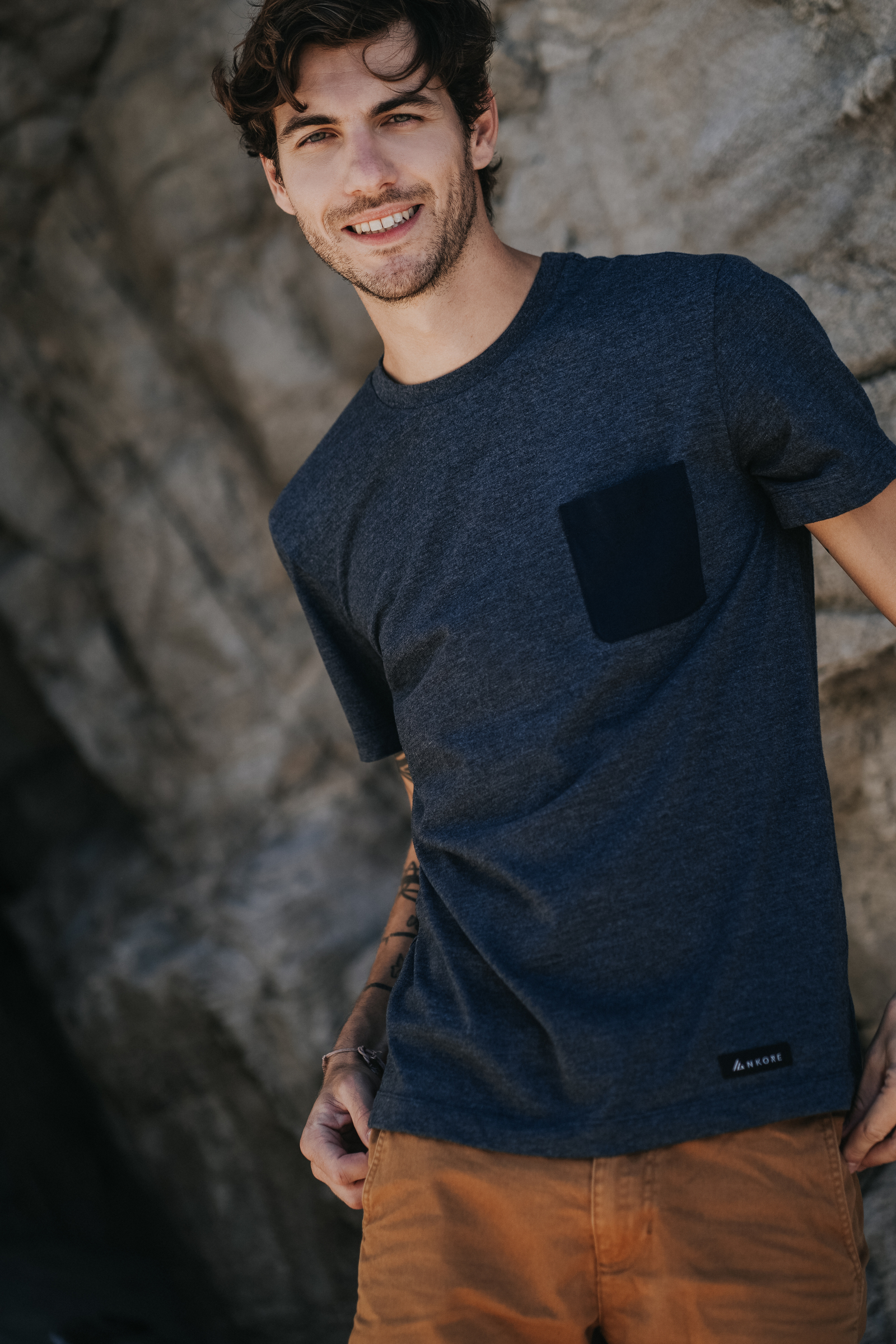 Le t-shirt océan recyclé - Bleu chiné ANKORE