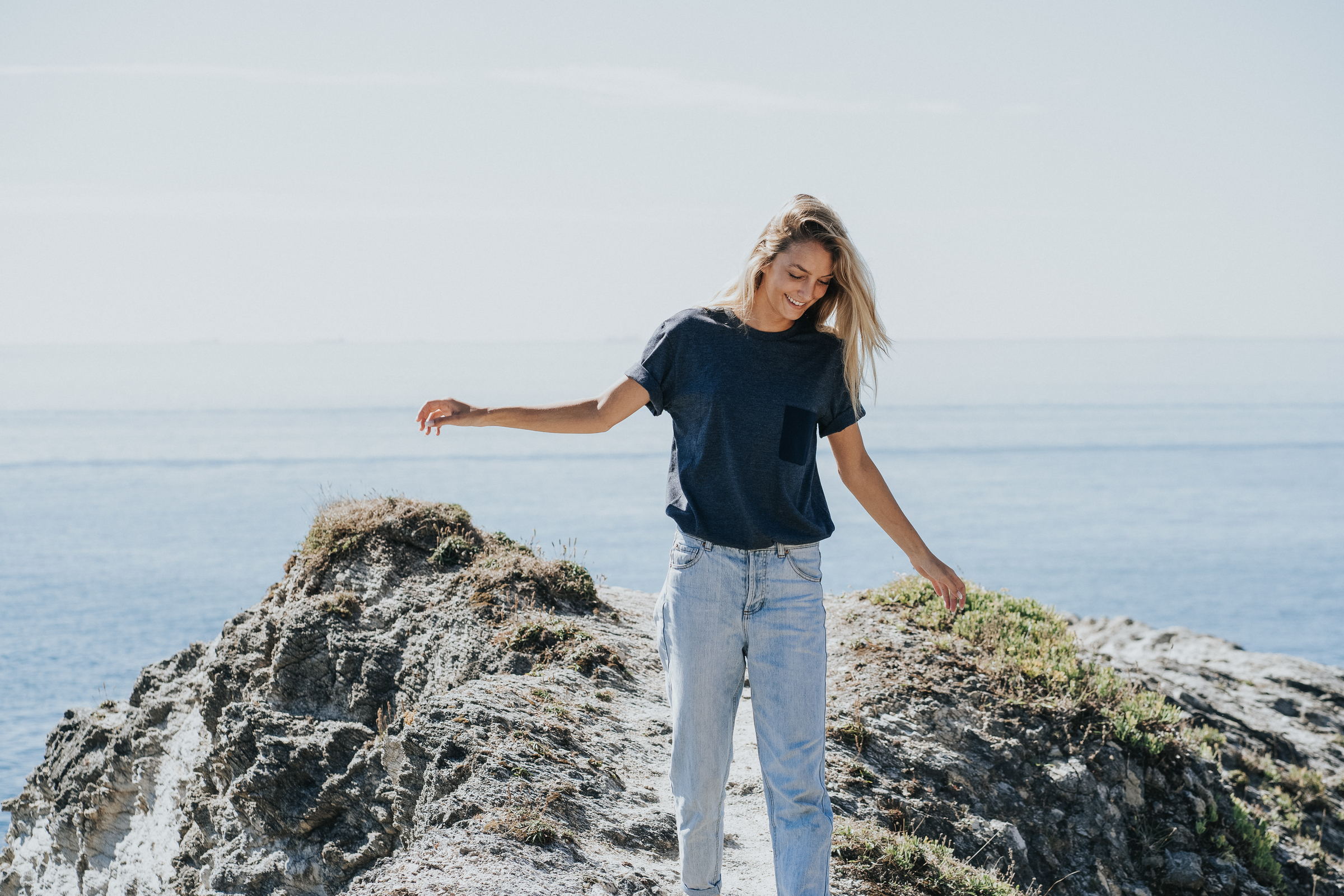 Le t-shirt océan recyclé - Bleu chiné ANKORE