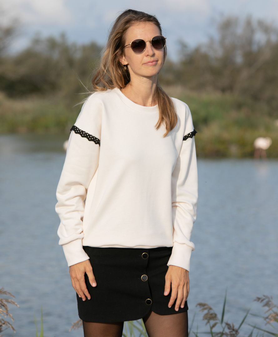 Sweat écru en coton biologique certifié GOTS - made in France