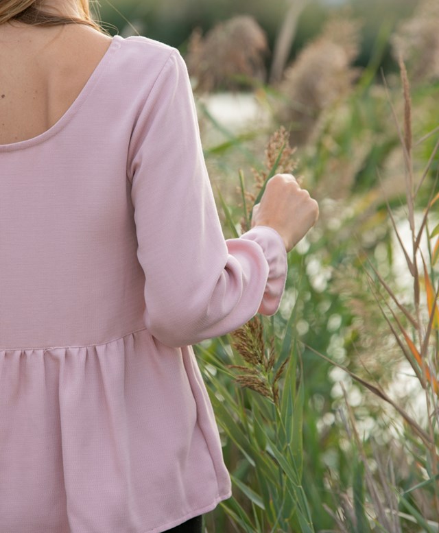 Blouse rose 100% Tencel forme Peplum - éco-responsable