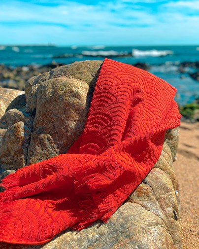 Fouta de Plage "Orange Sanguine" en Coton 100 % Biologique