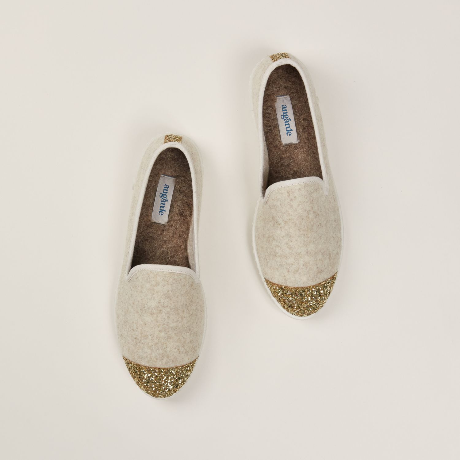 Chaussons AW laine recyclée, beige paillettes 7