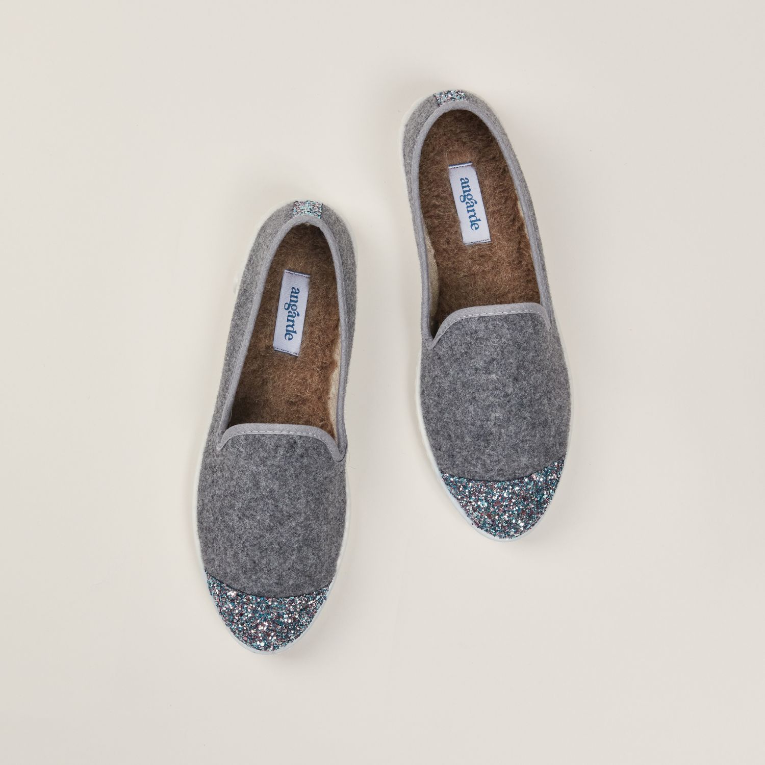 Chaussons AW laine recyclée, gris paillettes 5