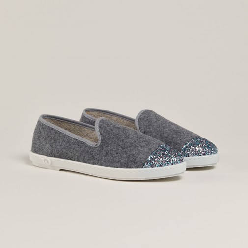 Chaussons AW laine recyclée, gris paillettes