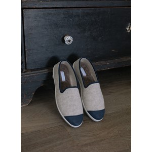 Chaussons AW laine recyclée, beige marine