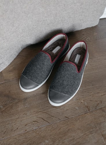 Chaussons AW laine recyclée, gris bordeaux