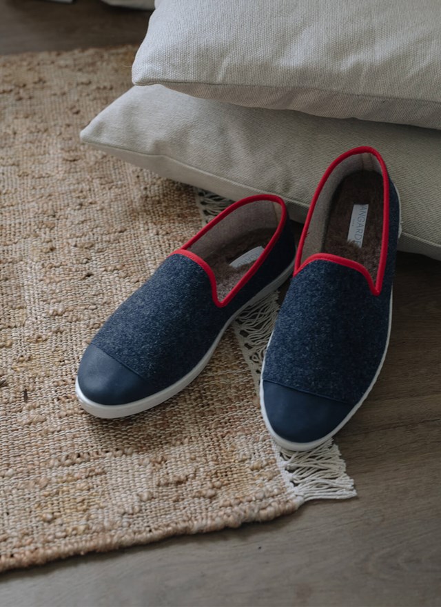 chausson laine recyclée homme Navy Red vue packshot