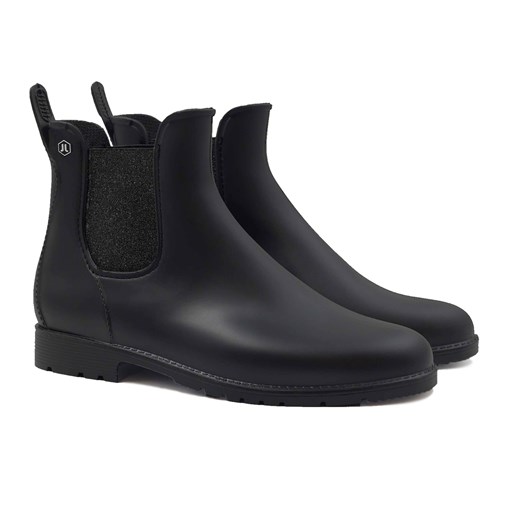 Bottines de pluie caoutchouc noir & argenté