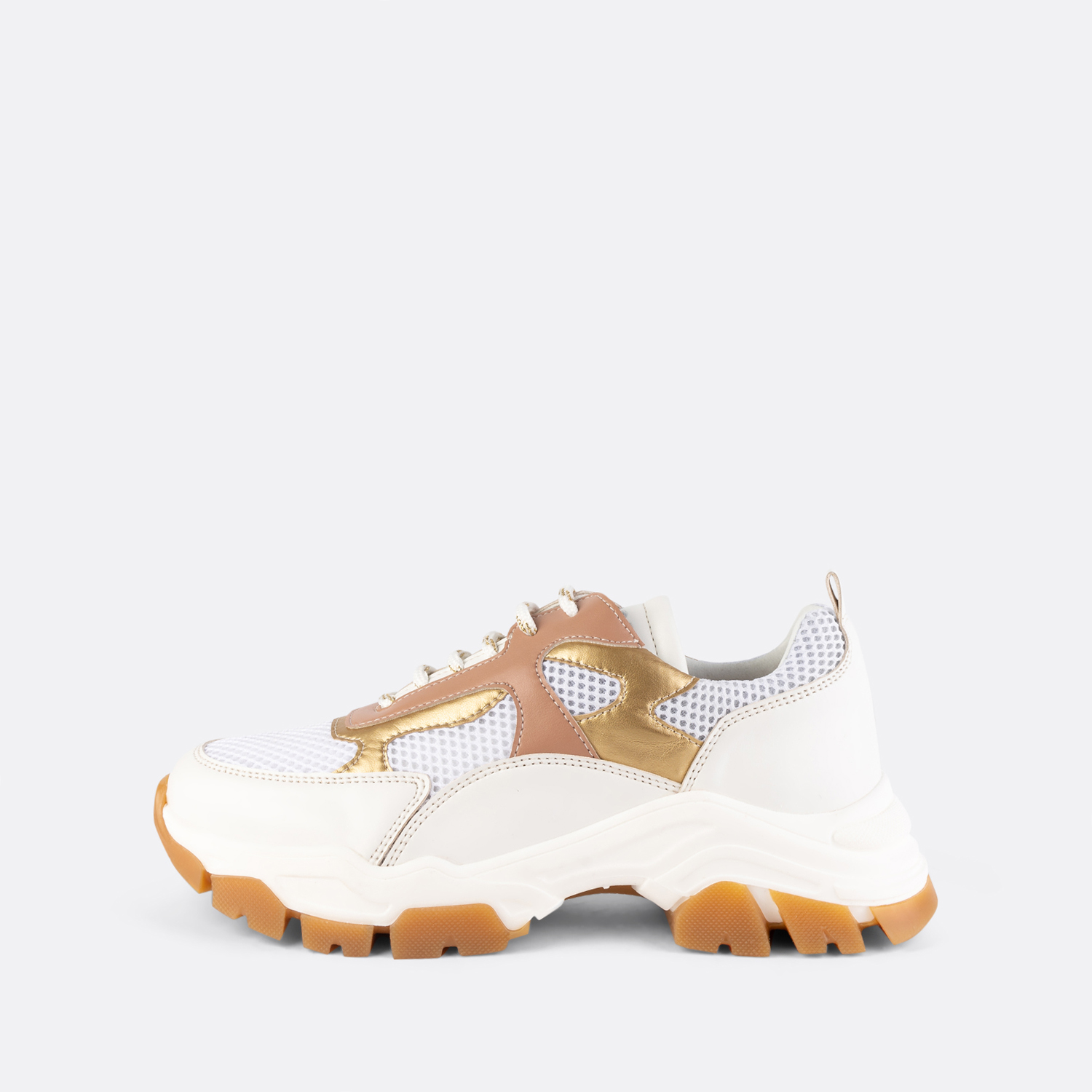 Vella-003 - Baskets Chunky Blanches/Rose/Gold 2