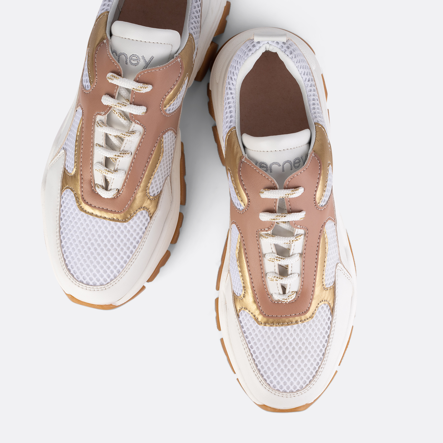 Vella-003 - Baskets Chunky Blanches/Rose/Gold 5