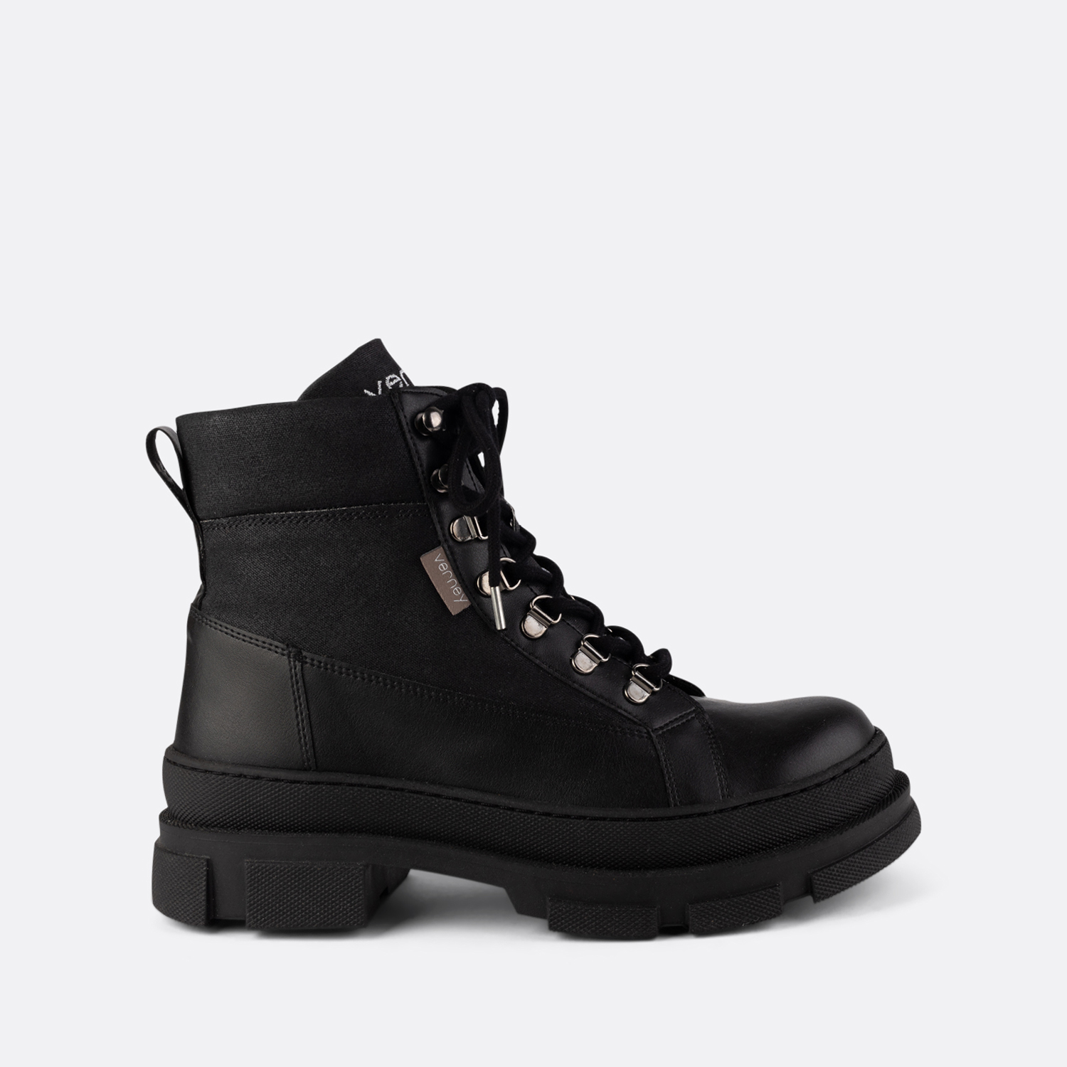 Vilar-001 - Bottes à Lacets Noires en Cactus et Coton Recyclé 3