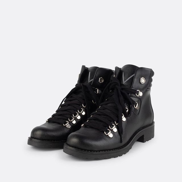 Valia-001 - Bottes à Lacets Noires en Pomme 3