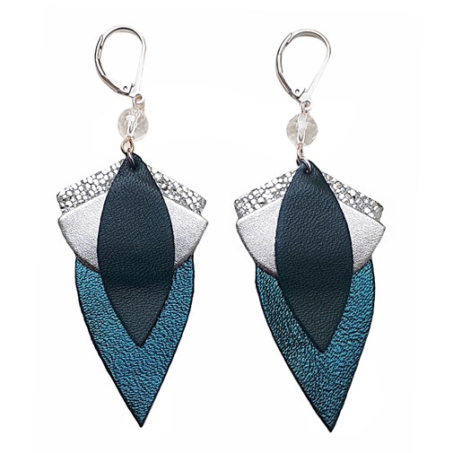 Les Boucles d'oreilles GRAND LOTUS bleu pétrole