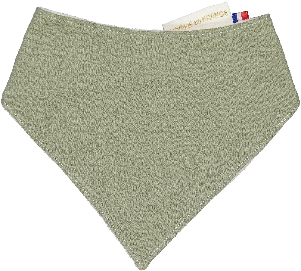 Bavoir bandana gaze de coton kaki 2