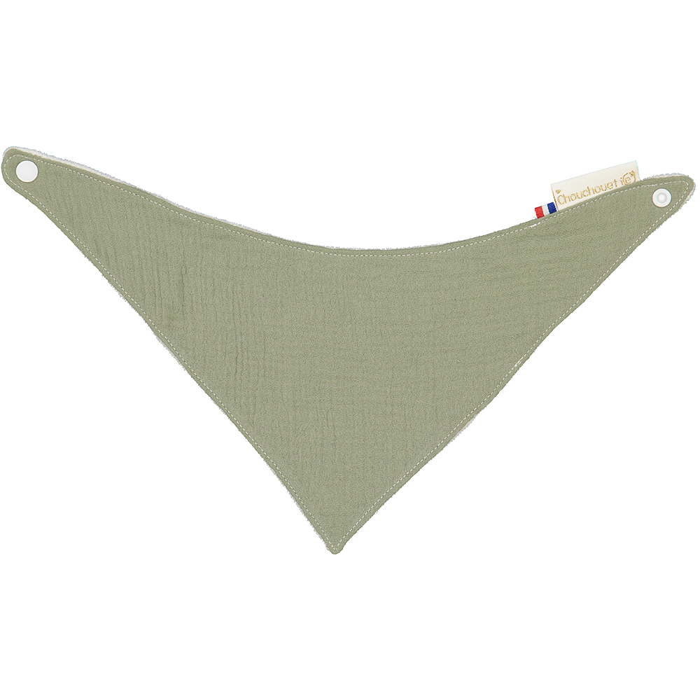 Bavoir bandana gaze de coton kaki 3