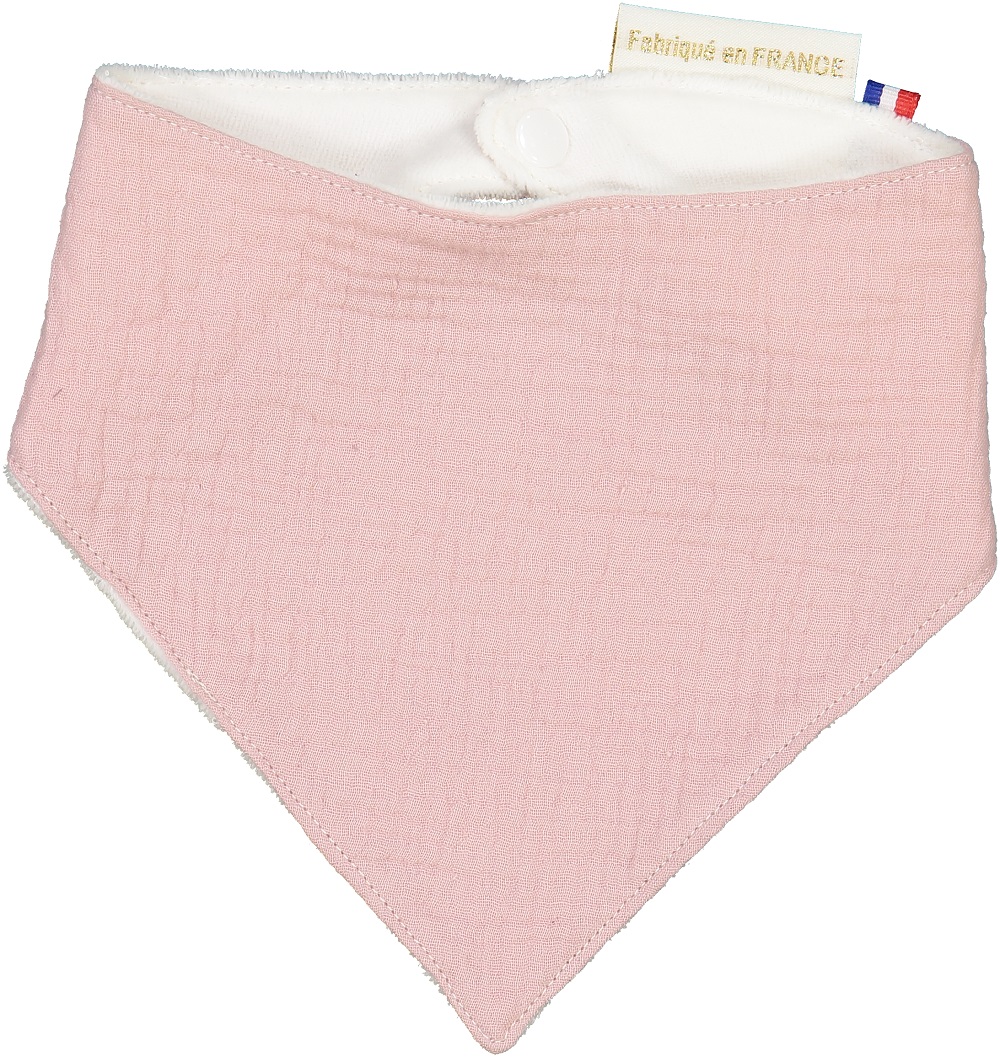 Bavoir bandana gaze de coton rose 2