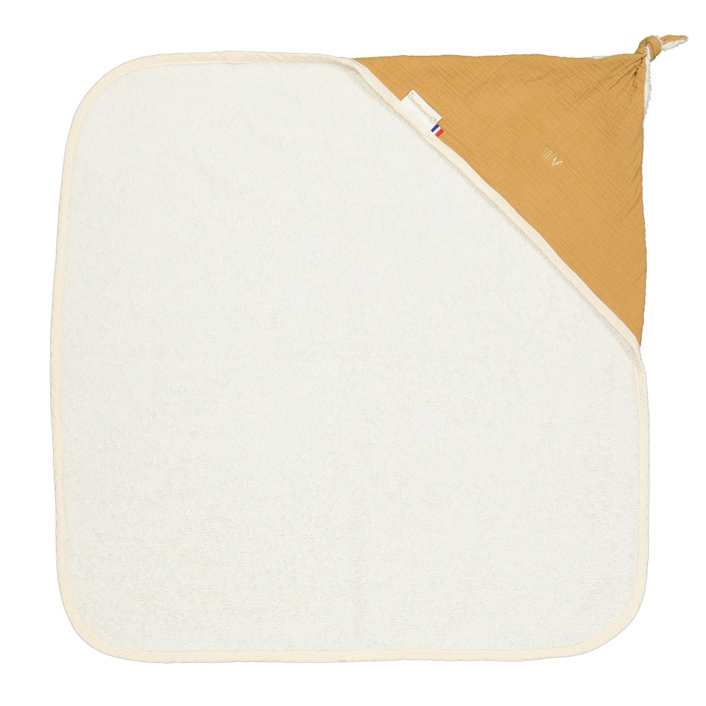 Sortie de Bain bébé - Gaze de coton Caramel - Fabriqué en France 3