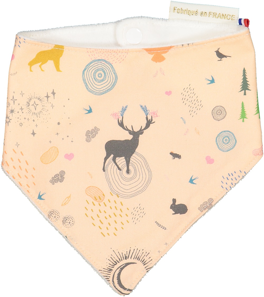Bavoir bandana Lior rose - Fabriqué en France 2