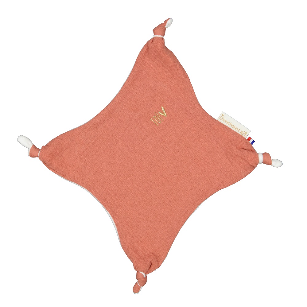 Doudou plat - Gaze de coton Blush - Fabriqué en France 2