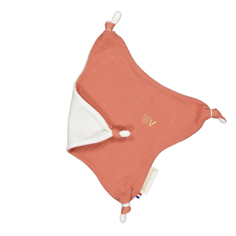 Doudou plat - Gaze de coton Blush - Fabriqué en France 3
