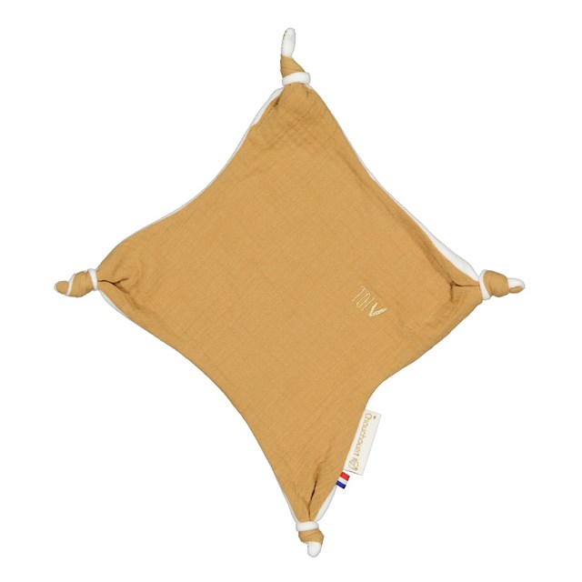 Doudou plat - Gaze de coton Caramel - Fabriqué en France 2