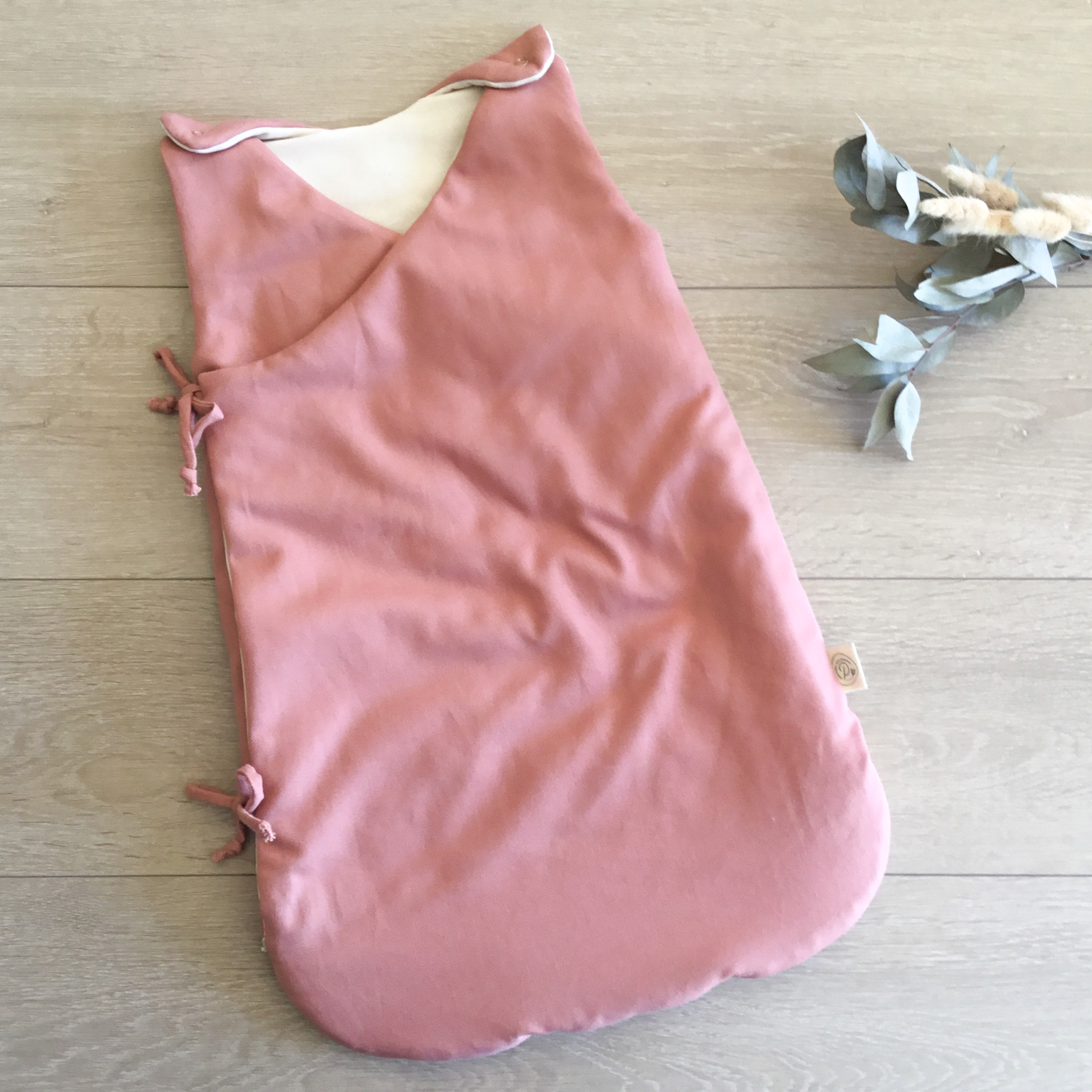 Gigoteuse cache-cœur hiver 0-24 mois (plusieurs tailles) en coton biologique terracotta 2