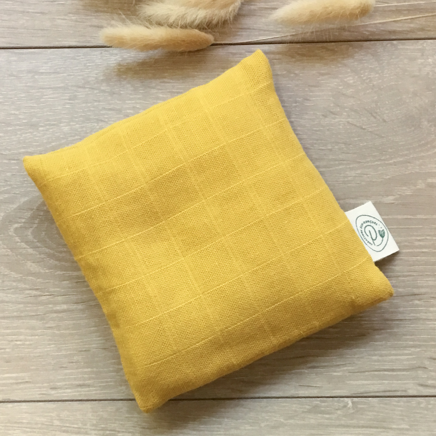 Bouillotte sèche jaune déhoussable en coton et pois chiches bios 2