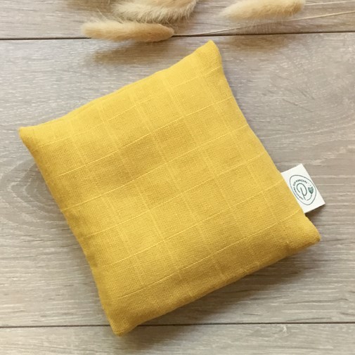 Bouillotte sèche jaune déhoussable en coton et pois chiches bios