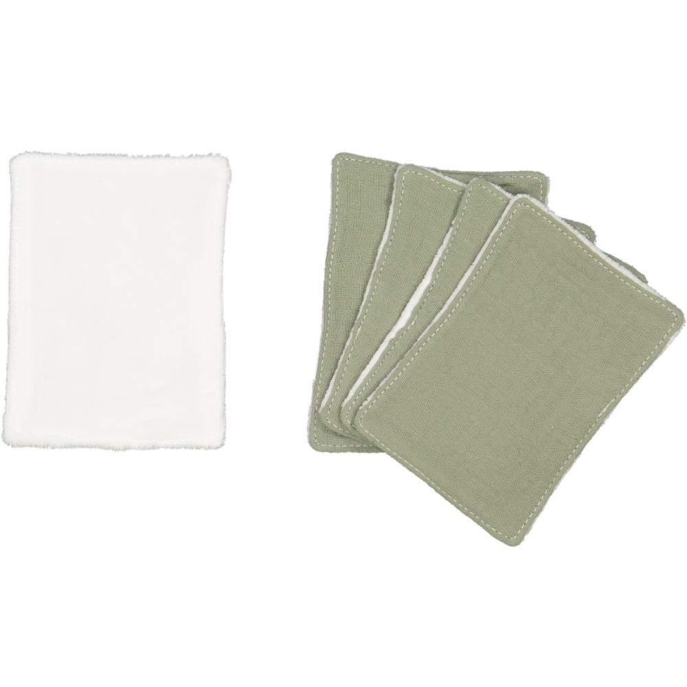 Lot de 5 lingettes lavables - Gaze de coton Kaki - Fabriqué en France 3