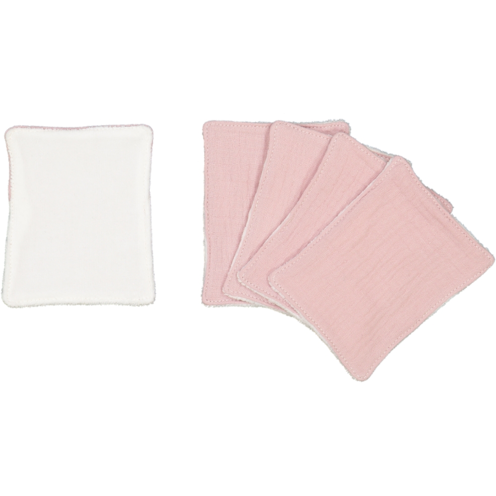Lot de 5 lingettes lavables - Gaze de coton Rose - Fabriqué en France 3