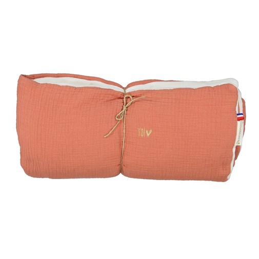 Couverture douceur Brodée - Gaze de coton Blush - Fabriqué en France 