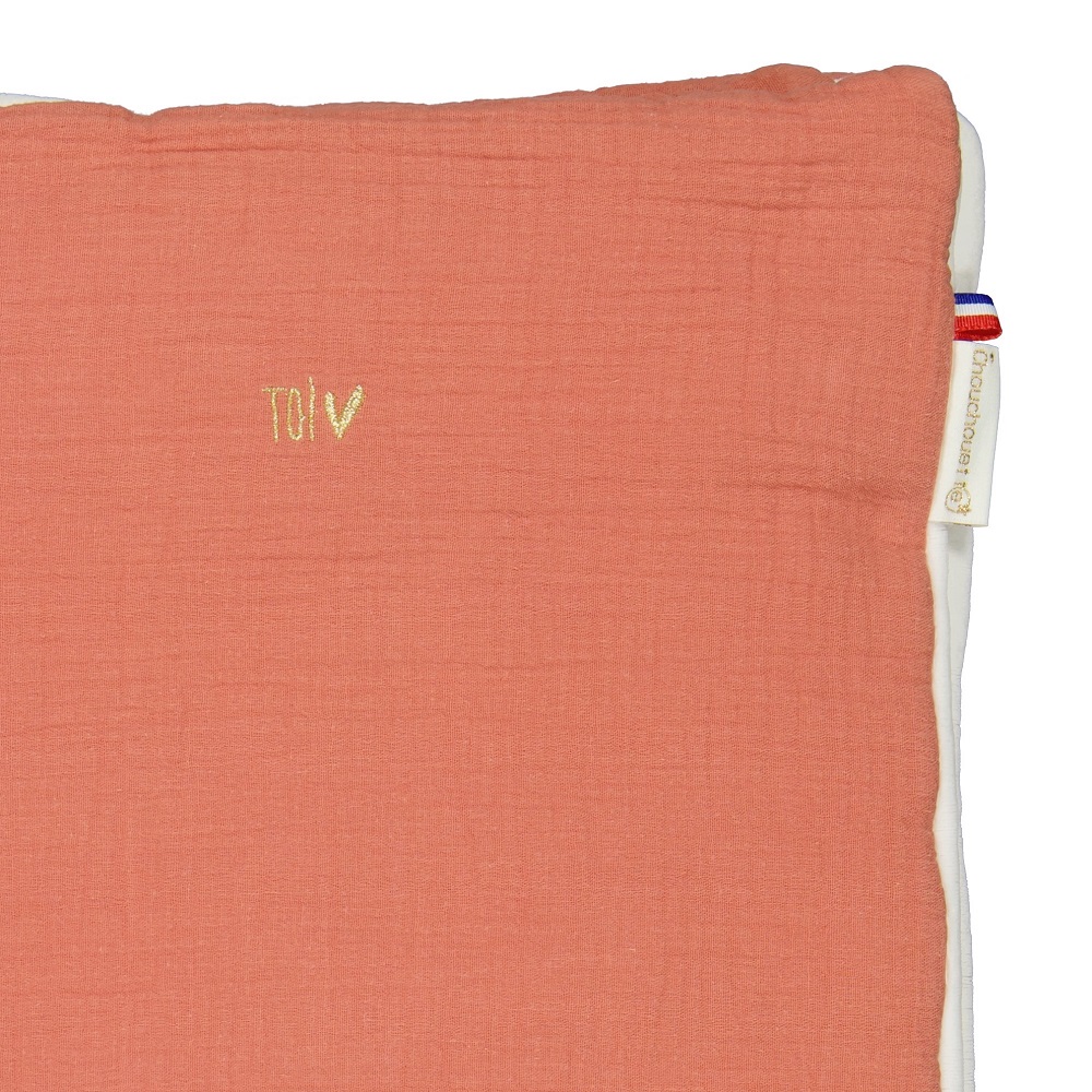 Couverture douceur Brodée - Gaze de coton Blush - Fabriqué en France  4
