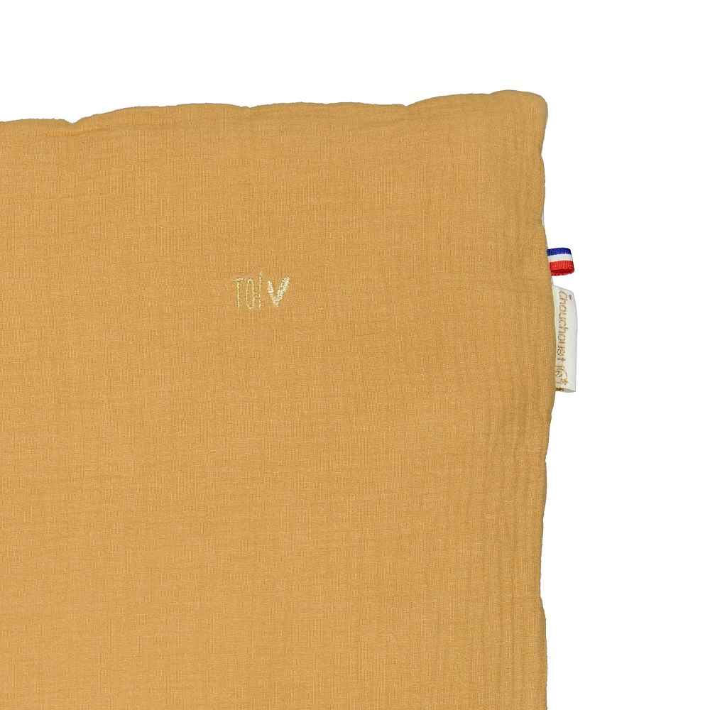 Couverture douceur Brodée - Gaze de coton Caramel - Fabriqué en France 4