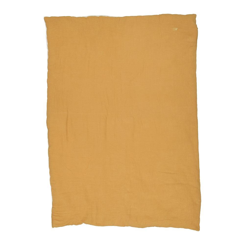 Couverture douceur Brodée - Gaze de coton Caramel - Fabriqué en France 3