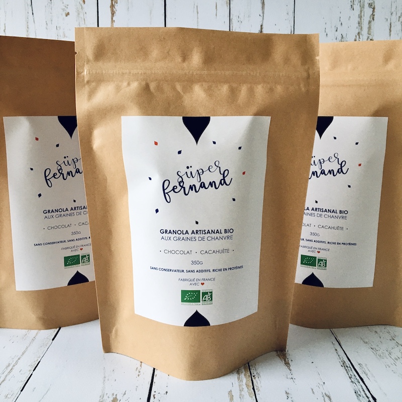 3 paquets de granola bio aux graines de chanvre chocolat/cacahuète 350g