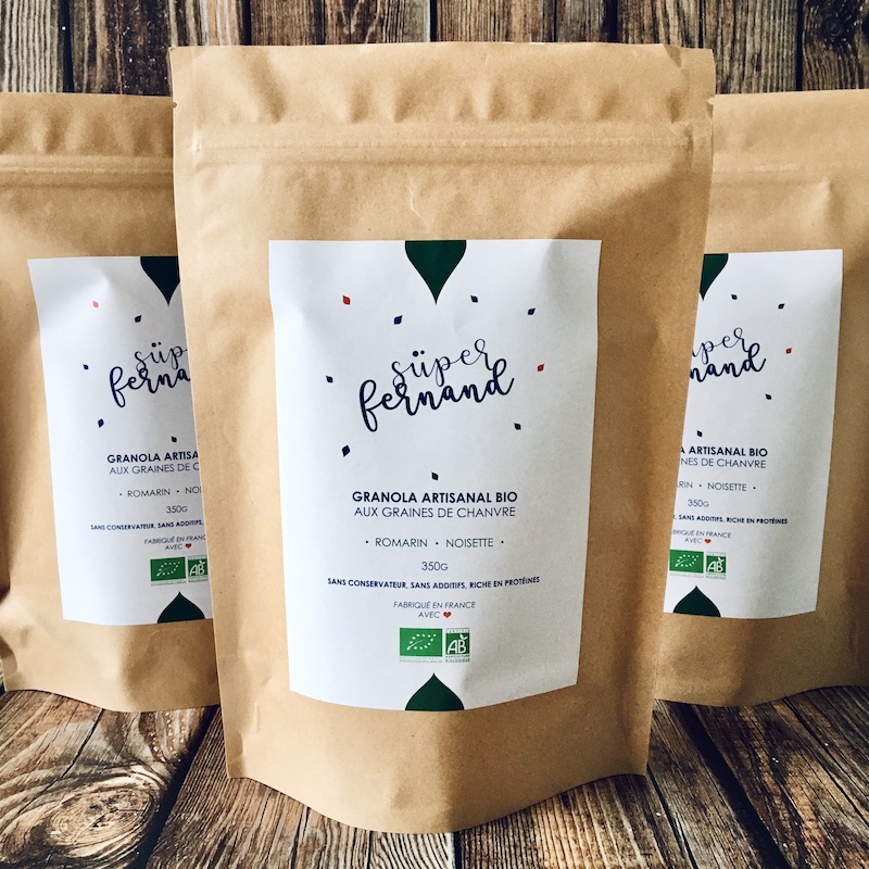 3 paquets de granola bio aux graines de chanvre romarin/noisette 350g
