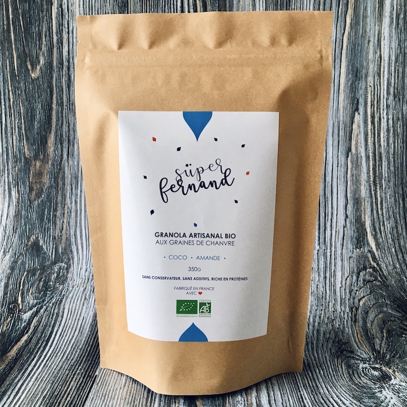 1 paquet de granola bio aux graines de chanvre coco/amande 350g recto