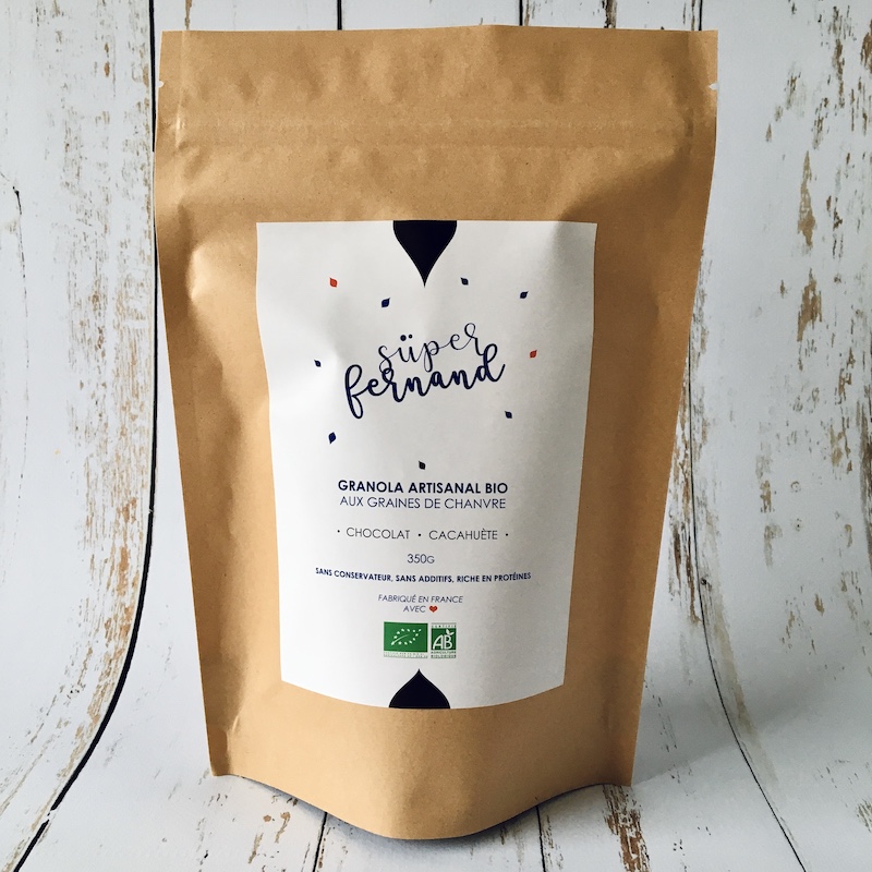 1 paquet de granola bio aux graines de chanvre chocolat/cacahuète 350g recto
