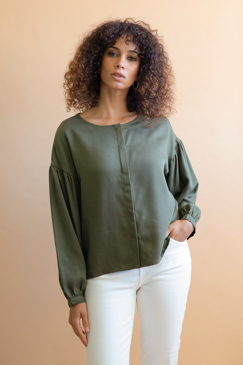Blouse Narcisse en Tencel - Kaki 4