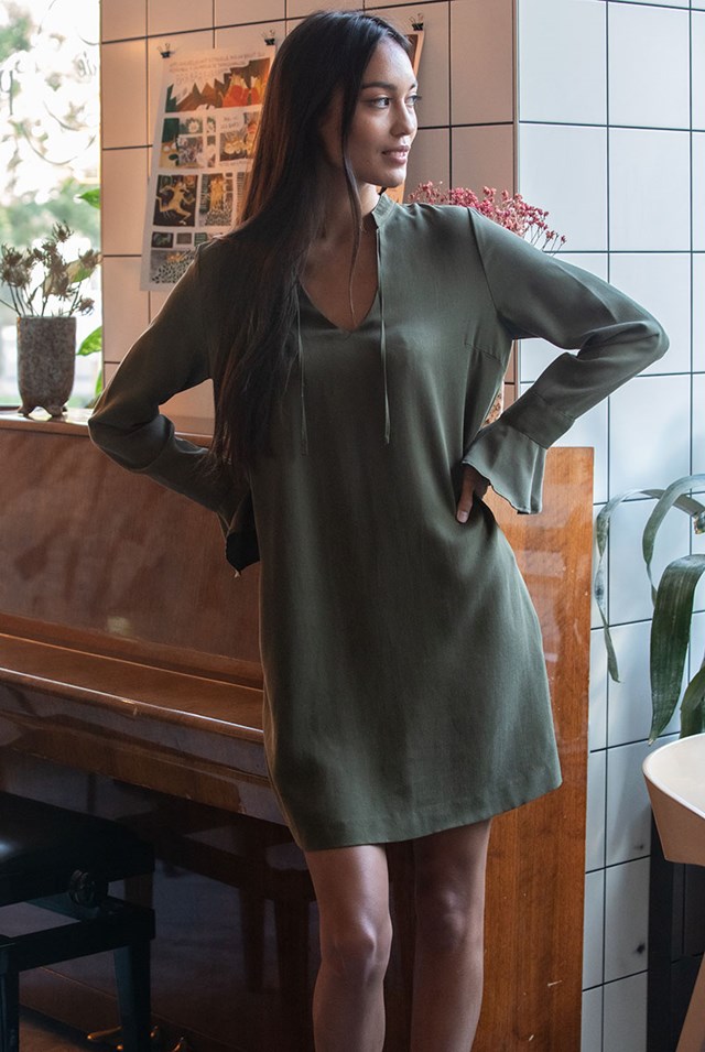 Robe Henné en Tencel - Kaki 2
