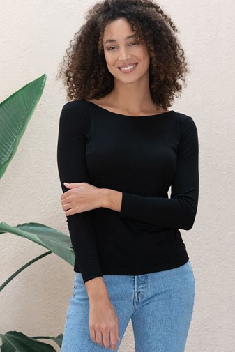 T-shirt Jasmin manches longues en Tencel - Noir