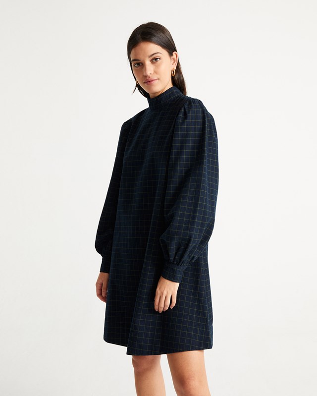 Robe à carreaux bleu marine - Flora de Thinking MU 3