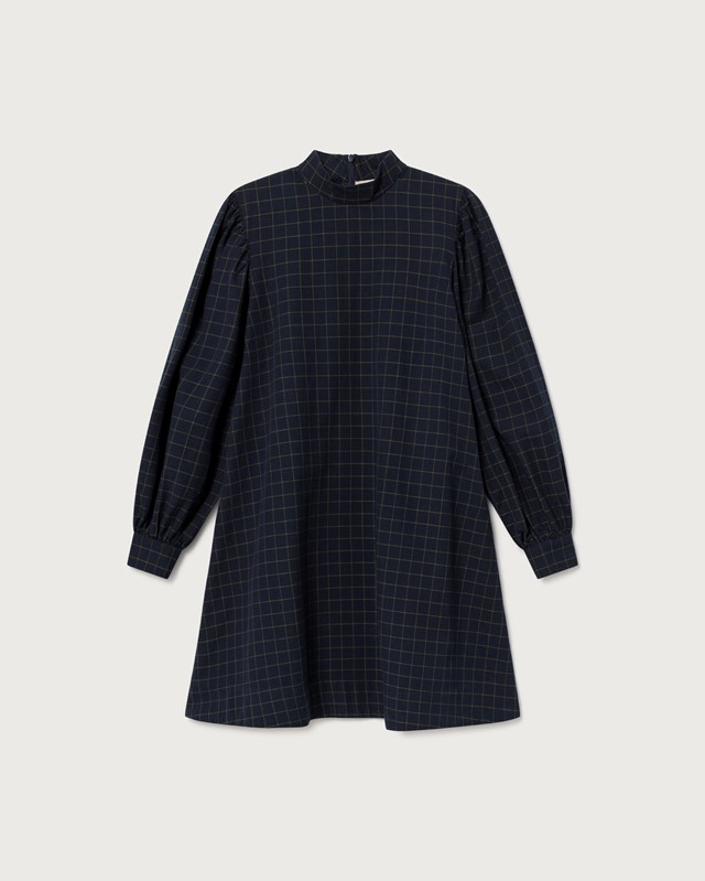 Robe à carreaux bleu marine - Flora de Thinking MU 6
