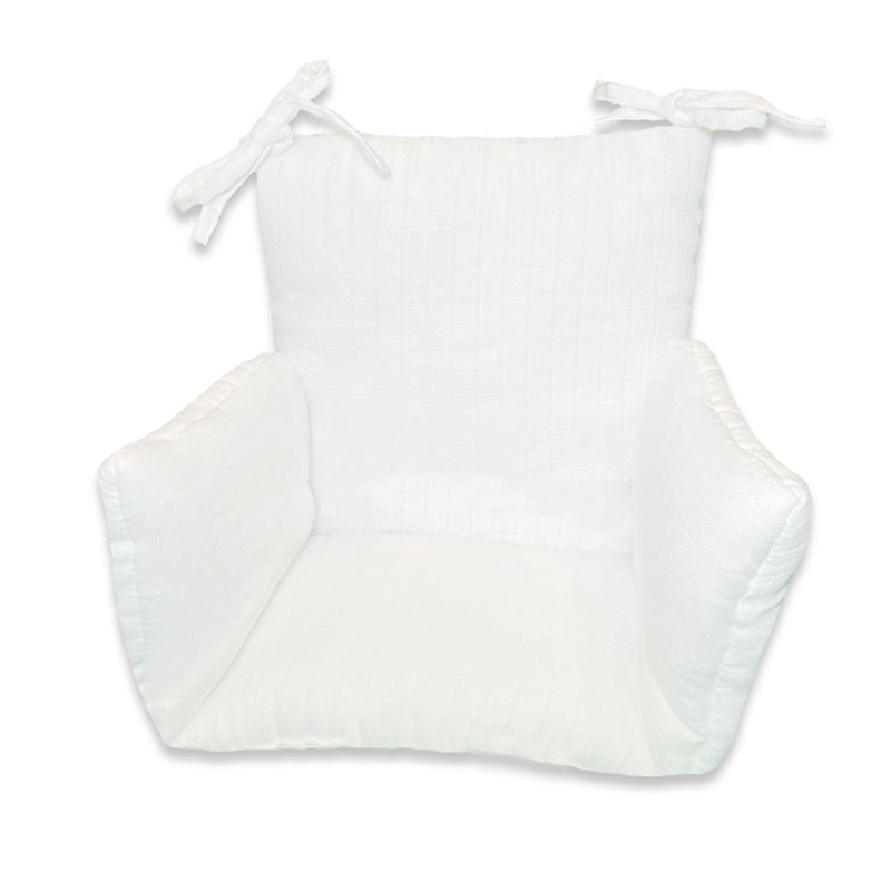 Coussin de Chaise Haute en Coton Bio Blanc 5