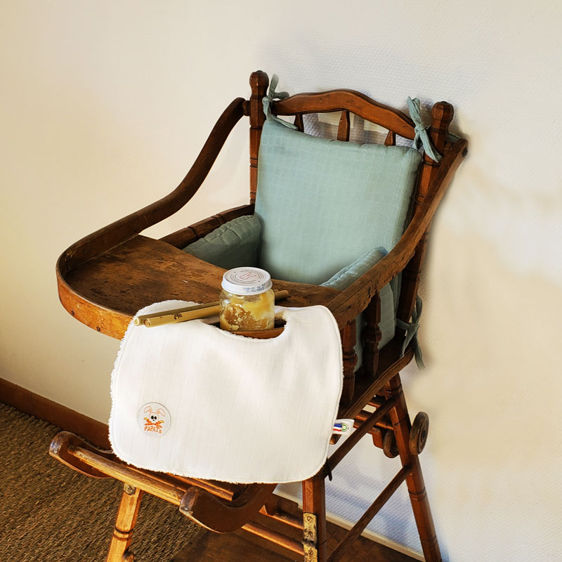 coussin chaise haute vert papate made in France