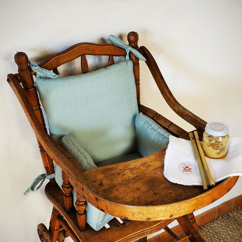 coussin chaise haute vert bebe