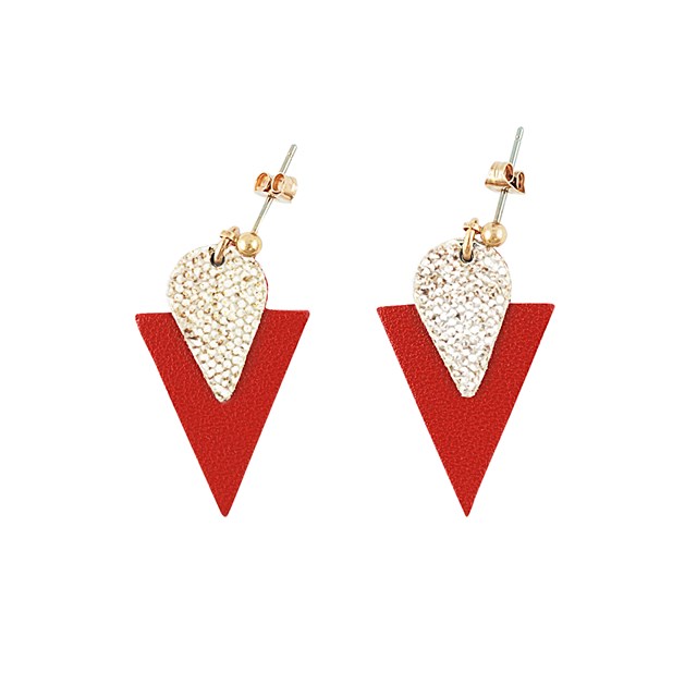 Boucle d'oreille TRIANGLE rouge 4
