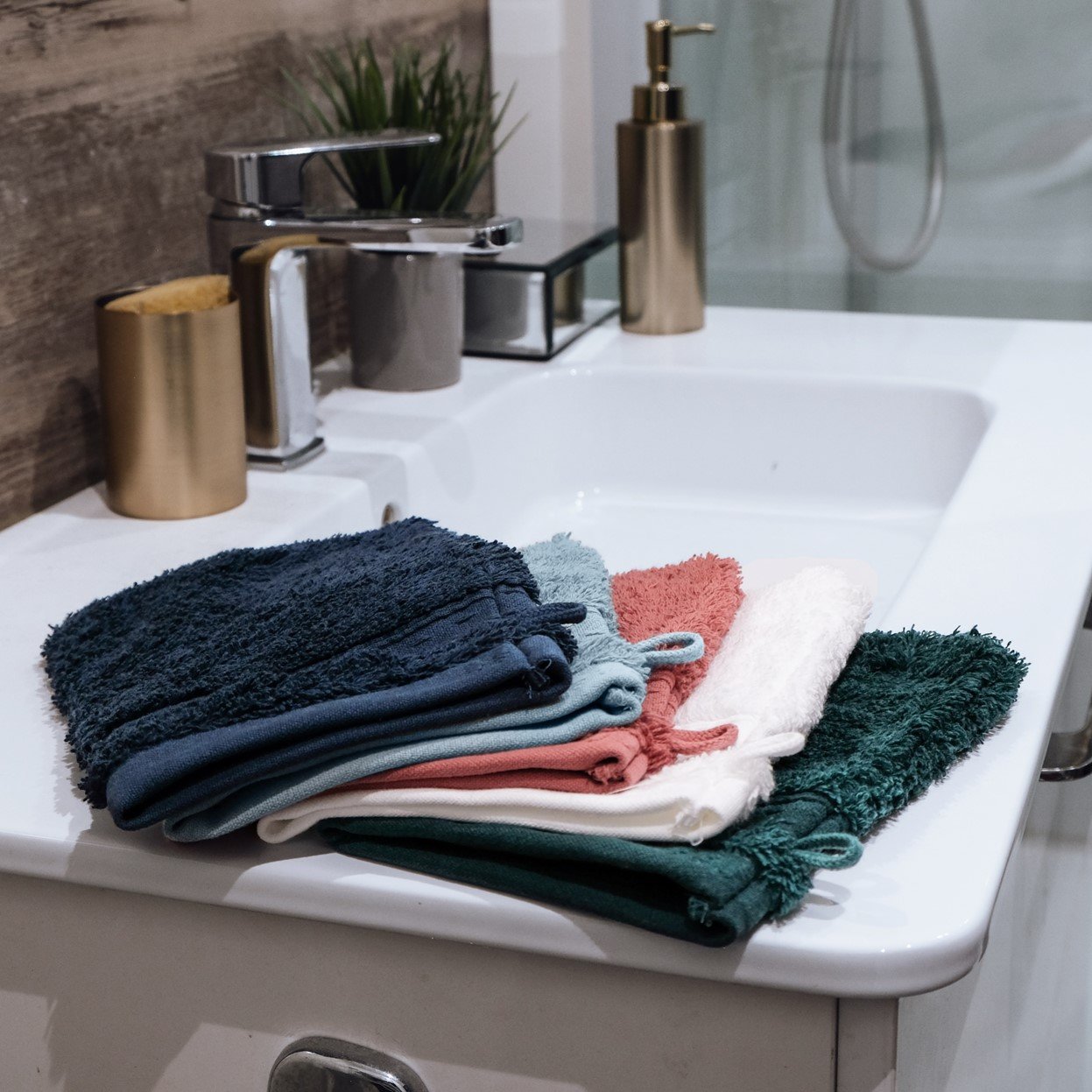 Le gant de toilette tout doux en coton bio | Rose Fumé 3