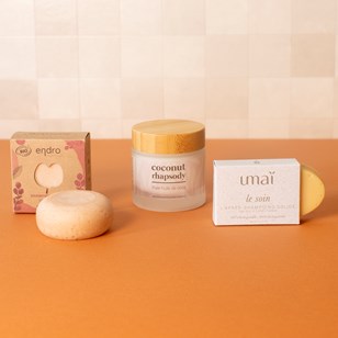 Box cheveux secs - Shampoing, après-shampoing et huile de coco ou baobab